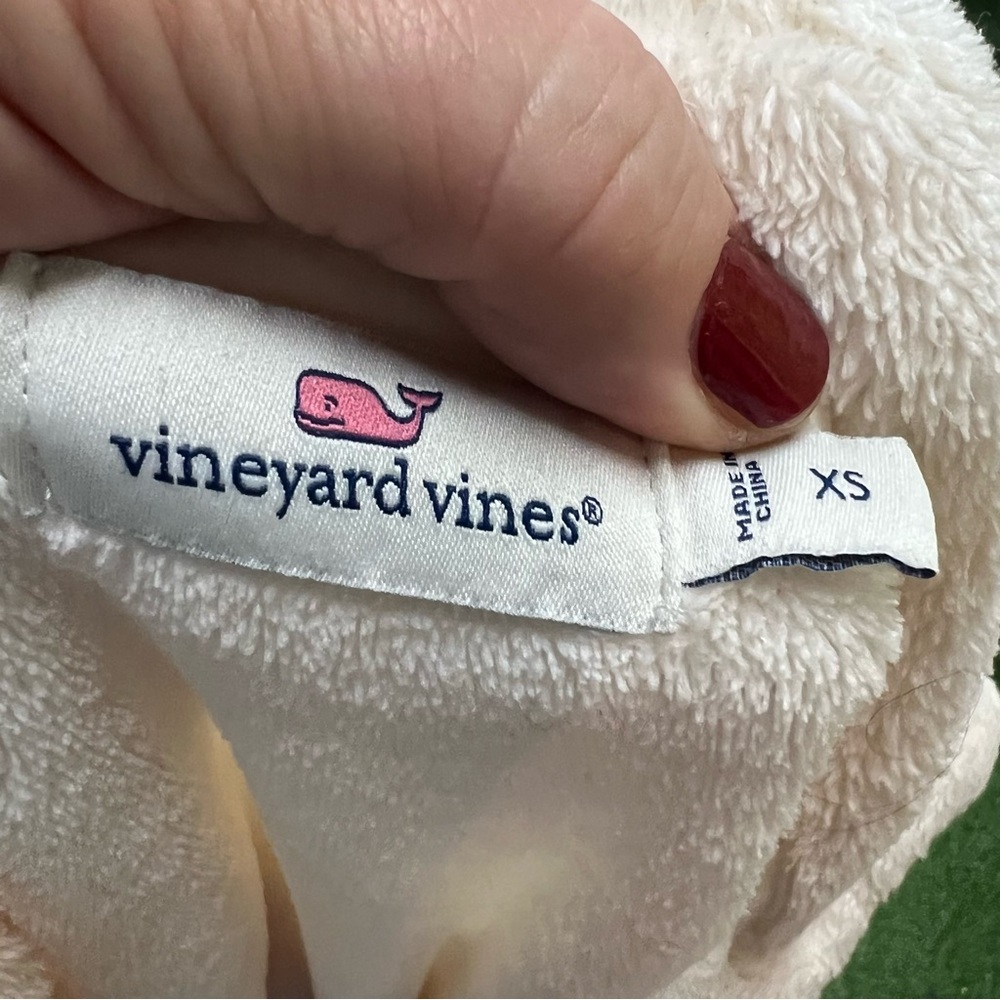 VINRYARD VINES Ivory Zip Front Long Sleeve Fleece Jacket, XS - Picture 14 of 14
